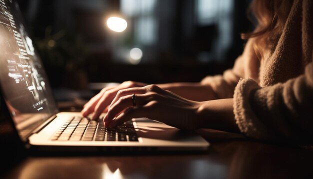 woman indoor typing e mail surfing net generated by ai 188544 26749